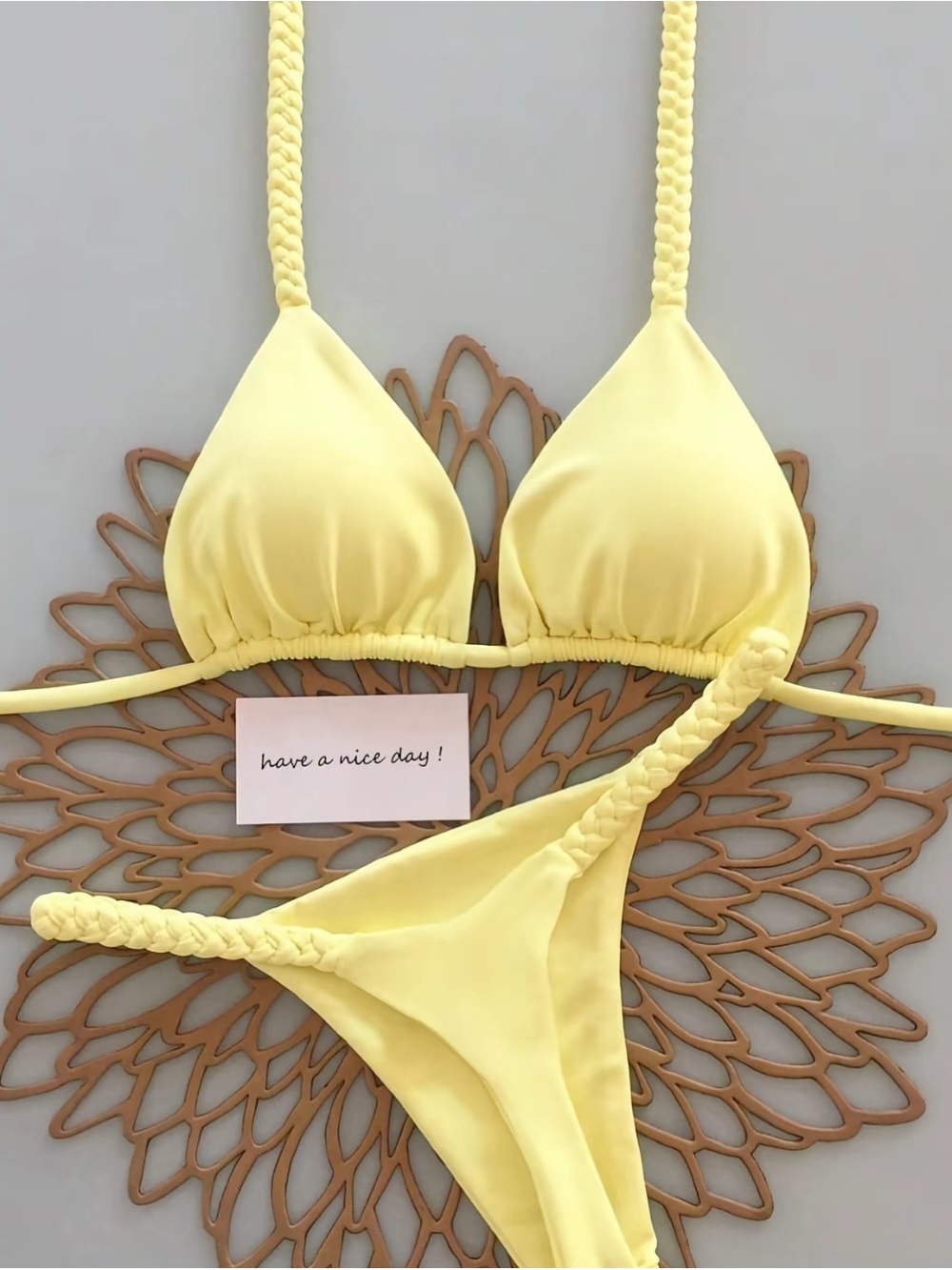 Yellow Braided Strap Bikini Set - Women Intimates & Sleepwear